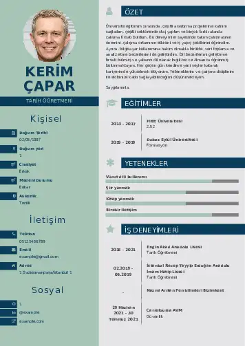 Tarih Öğretmeni Cv Örnekleri cv indir